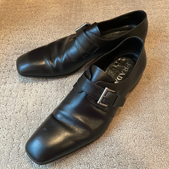 Prada Saffiano Leather Monk Strap Loafers Size 10 - Picture 2 of 11
